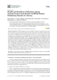 Health and Healthcare Utilization Among Asylum-Seekers from Berlin’S LGBTIQ Shelter: Preliminary Results of a Survey