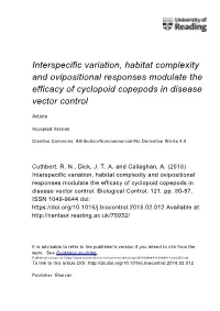 Interspecific Variation, Habitat Complexity and Ovipositional Responses Modulate the Efficacy of Cyclopoid Copepods in Disease Vector Control
