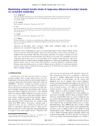 Maximizing Uniaxial Tensile Strain in Large-Area Silicon-On-Insulator Islands on Compliant Substrates ͒ R