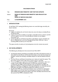 Mission and Ministry Unit Motion Update