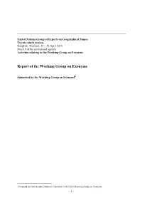Report of the Working Group on Exonyms UNGEGN