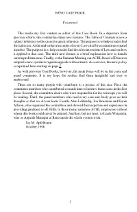 1 RENO CASE BOOK Foreword This Marks My First Venture As Editor Of