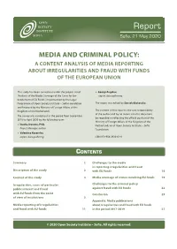 A Content Analysis of Media Reporting About Irregularities and Fraud with Funds of the European Union