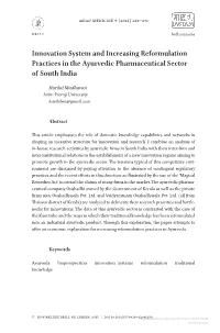 Innovation System and Increasing Reformulation Practices in the Ayurvedic Pharmaceutical Sector of South India