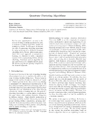 Quantum Clustering Algorithms