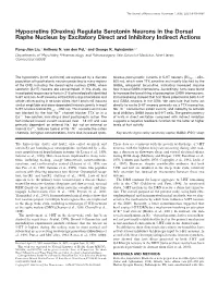 Regulate Serotonin Neurons in the Dorsal Raphe Nucleus by Excitatory Direct and Inhibitory Indirect Actions