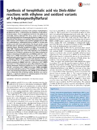 Synthesis of Terephthalic Acid Via Diels-Alder Reactions with Ethylene and Oxidized Variants of 5-Hydroxymethylfurfural