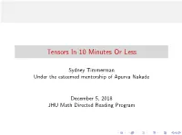 Tensors in 10 Minutes Or Less