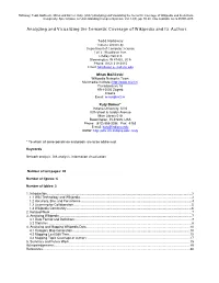 Analyzing and Visualizing the Semantic Coverage of Wikipedia and Its Authors