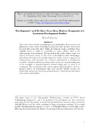 Fragments of a Latourian Development Studies