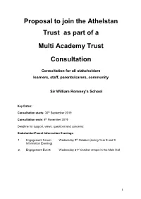 Proposal to Join the Athelstan Trust As Part of a Multi Academy Trust