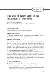 The Use of Bright Light in the Treatment of Insomnia