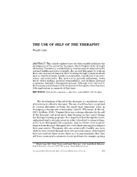 The Use of Self of the Therapist