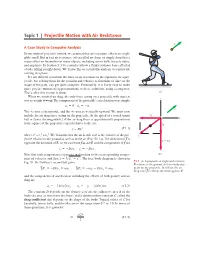 Topic 1 | Projectile Motion with Air Resistance