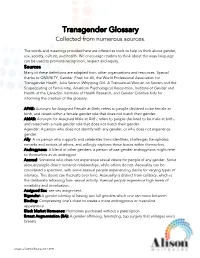 Transgender Glossary Collected from Numerous Sources