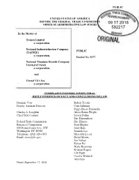 Complaint Counsel's Post-Trial Reply Finding of Fact and Conclusions Of