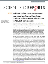 Habitual Coffee Consumption and Cognitive Function: a Mendelian
