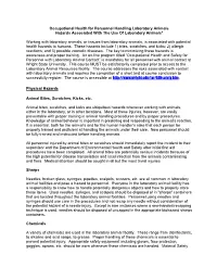 Hazards Associated with the Use of Laboratory Animals*