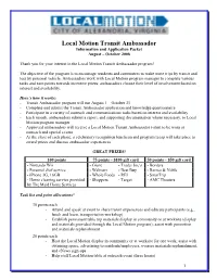 Local Motion Transit Ambassador Information and Application Packet August – October 2008