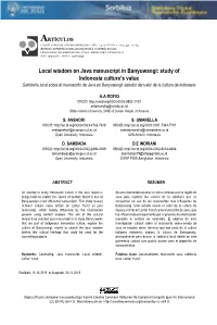 Local Wisdom on Java Manuscript in Banyuwangi