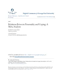 Relations Between Personality and Coping: a Meta-Analysis Jennifer K