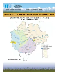 Research and Monitoring Project Directory - 2012