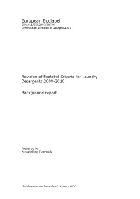 Revision of Ecolabel Criteria for Laundry Detergents 2008-2010