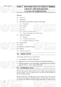 Unit 2 Distribution of Indian Tribes, Groups and Sub-Groups: Causes of Variations