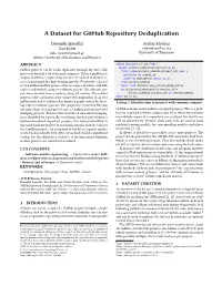 A Dataset for Github Repository Deduplication