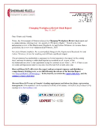 Changing Workplaces Review Final Report May 23, 2017