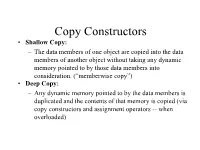 Copy Constructors