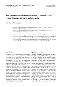 New Combinations in the Vascular Flora of Finland, in the Genera Spinulum, Oxybasis and Potentilla