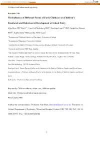 The Influence of Different Forms of Early Childcare on Children's