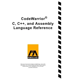 Codewarrior C, C++, and Assembly Language Reference