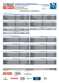 Extended Start List Qualification