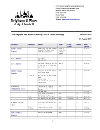 The Brighton and Hove Summary Lists of Listed Buildings ENS/CR/LB/03