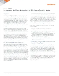White Paper Netflow Generation Security Value Proposition