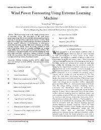 Wind Power Forecasting Using Extreme Learning Machine