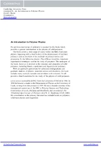 An Introduction to Polymer Physics David I