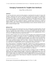 Emerging Frameworks for Tangible User Interfaces