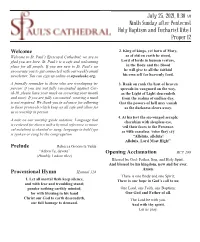 July 25, 2021, 11:30 Am Ninth Sunday After Pentecost Holy Baptism and Eucharist Rite I Proper 12