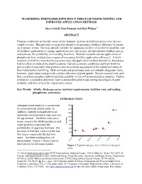 Maximizing Fertilizer Efficiency Through Tissue Testing and Improved Application Methods