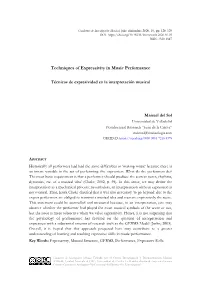 Techniques of Expressivity in Music Performance