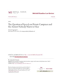 The Question of Speech on Private Campuses and the Answer Nobody Wants to Hear Steven P