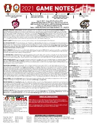 2021 Game Notes