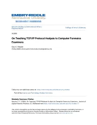 On Teaching TCP/IP Protocol Analysis to Computer Forensics Examiners