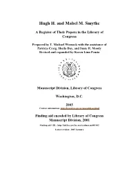 Papers of Hugh H. and Mabel M. Smythe Span Dates: Ca