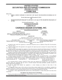 Cadence Design Systems, Inc. Annual Report on Form 10-K for the Fiscal Year Ended December 28, 2019