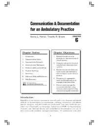 Communication & Documentation for an Ambulatory Practice