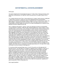 Departmental Acknowledgement